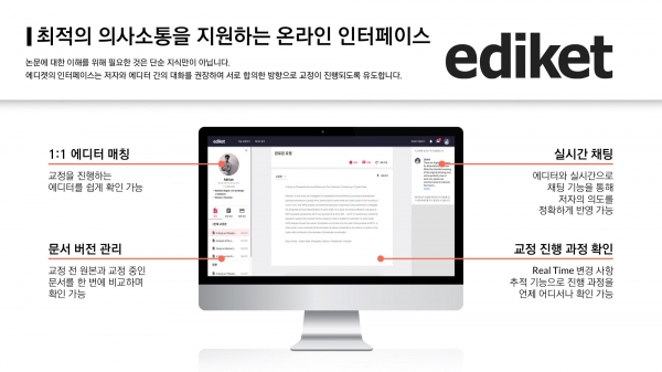 실시간 영어 교정 서비스 에디켓의 서비스 페이지