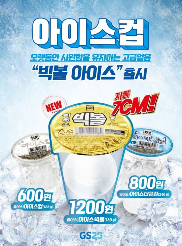 GS25가 업계 최초로 70mm 얼음 컵 빅볼아이스컵을 선보인다